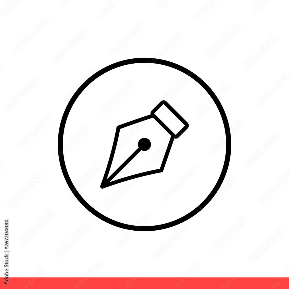 Pen tool vector icon, nib symbol. Simple, flat design isolated on white background for web or mobile app Pen tool vector icon, nib symbol. Simple, flat design isolated on white background for web or mobile app
