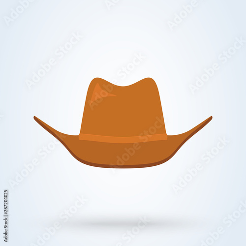 Cowboy hat flat style. icon isolated on white background. Vector illustration
