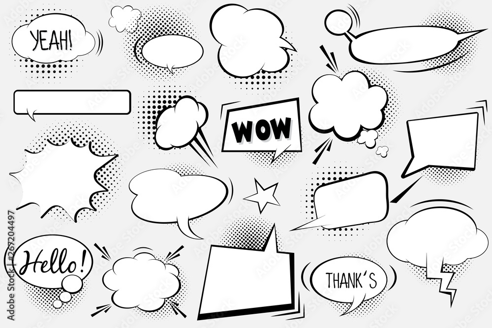 Naklejka premium Set of comic speech bubbles. Vector Illustration and graphic elements