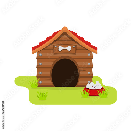 Dog House cartoon flat style. isolated on white background. Vector illustration