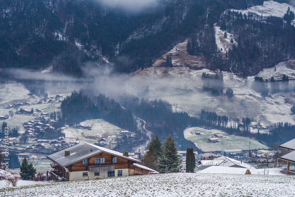 beautiful  winter view the mountains of Switzerland