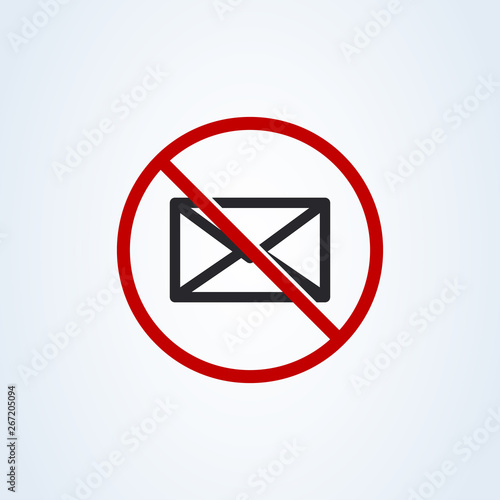 Forbidden mailing. Do not send message flat style. Vector illustration icon isolated on white background.