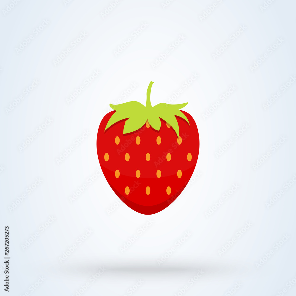 Garden strawberry fruit flat style. Vector illustration icon isolated on white background Garden strawberry fruit flat style. Vector illustration icon isolated on white background