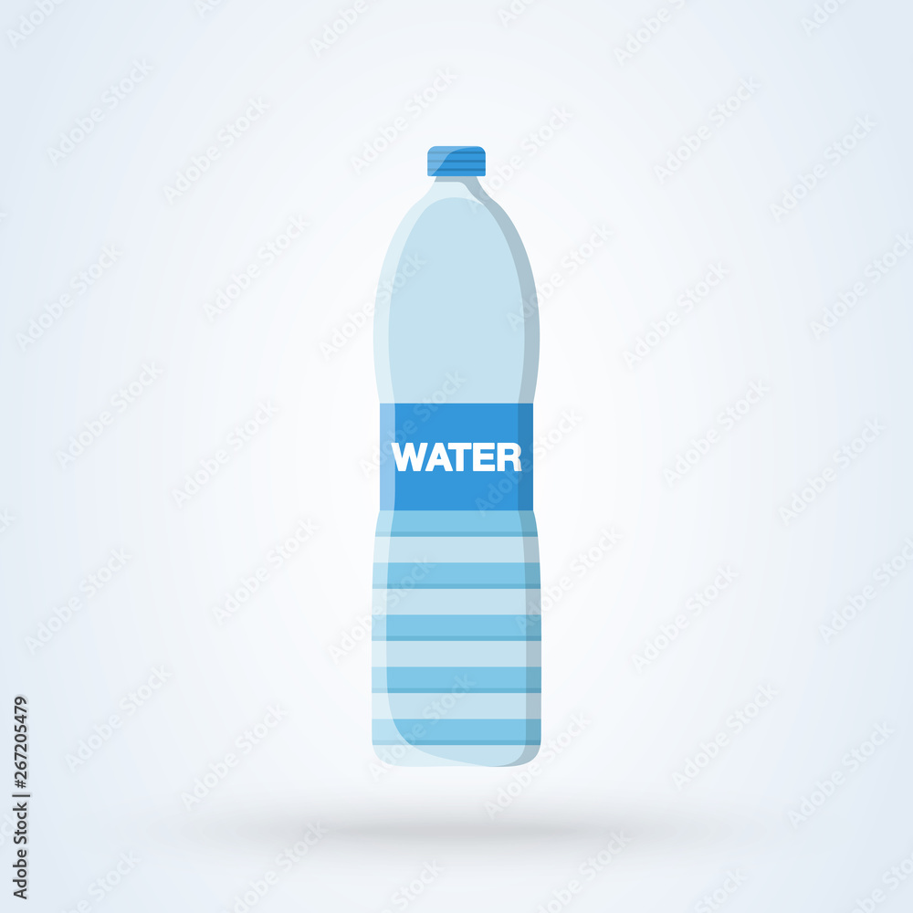 Bottle of water flat style. Vector illustration icon isolated on white background Bottle of water flat style. Vector illustration icon isolated on white background