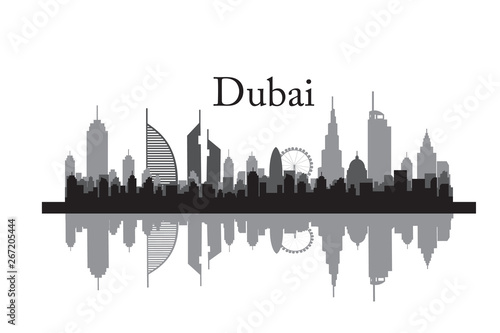 dubai city skyline silhouette. Vector illustration