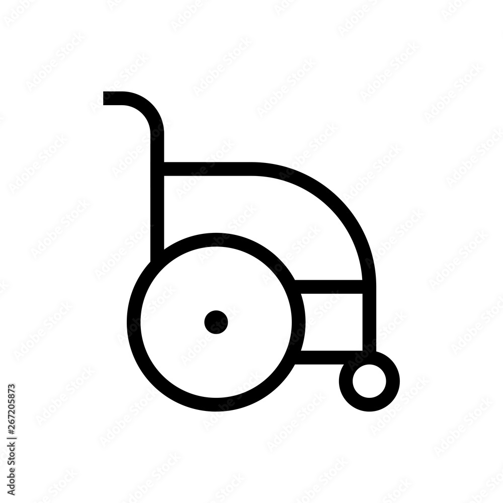 handicap wheel chair icon design for disability symbol or patient in hospital. line art medical healthcare vector illustration handicap wheel chair icon design for disability symbol or patient in hospital. line art medical healthcare vector illustration