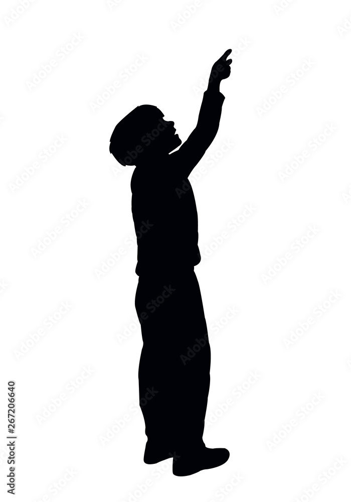 boy pointing somewhere, silhouette vector