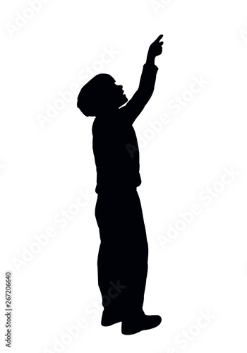 boy pointing somewhere, silhouette vector