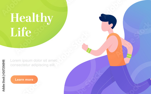 Modern flat healthy life landing page illustration