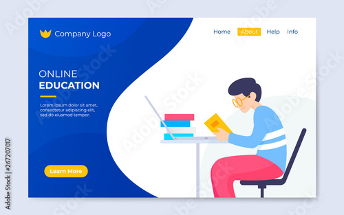 modern flat online education landing page