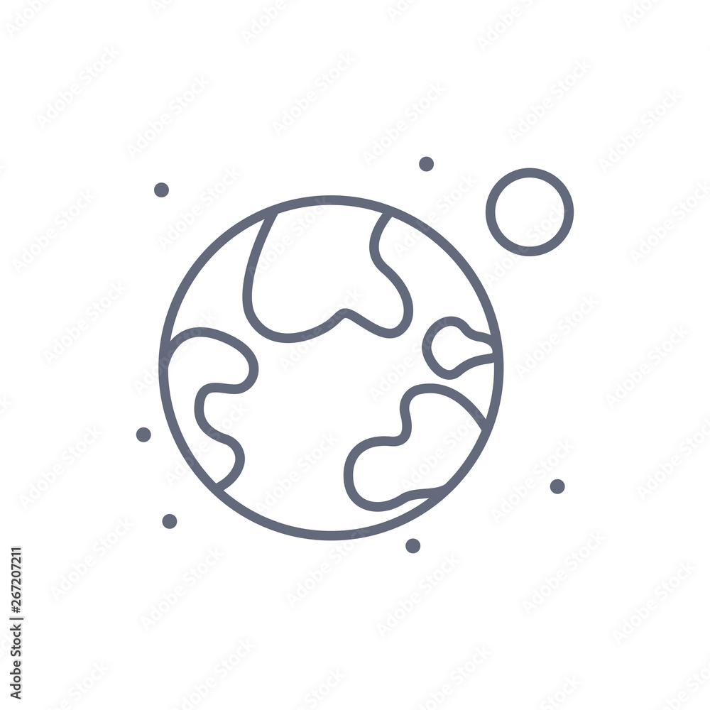 Planet icon. Earth sign. World symbol. Thin line icon on white background. Vector illustration. Line icon on white background Planet icon. Earth sign. World symbol. Thin line icon on white background. Vector illustration. Line icon on white background