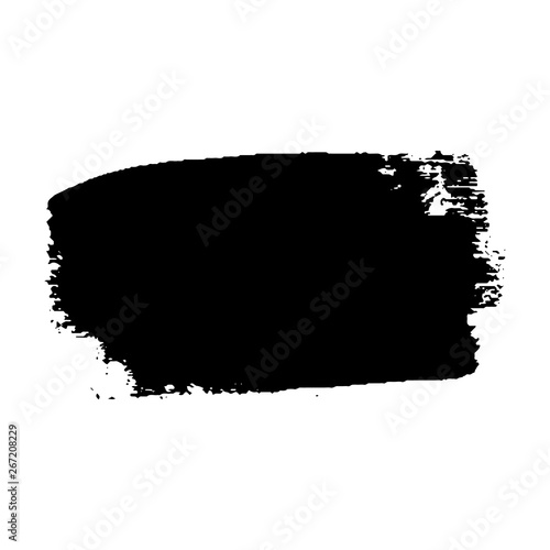 Brush stroke isolated on white background. Black paint brush. Grunge texture stroke line. Art ink dirty design. Border for artistic shape, paintbrush element. Brushstroke graphic. Vector illustration