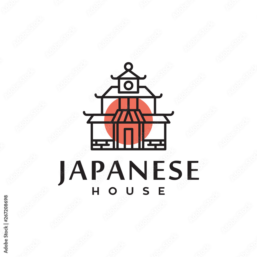 traditional japanese house vector logo design
