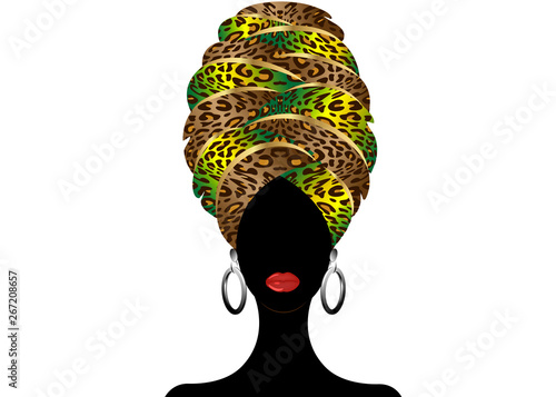 Obraz na plátně Portrait of the young black woman in a turban