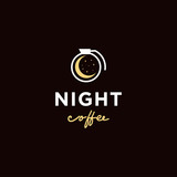 night coffee concept vector logo design