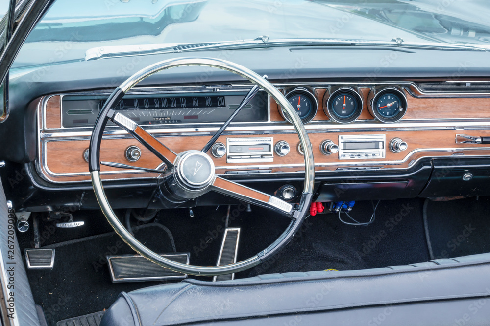 Classic interior in a american car from the sixties Classic interior in a american car from the sixties