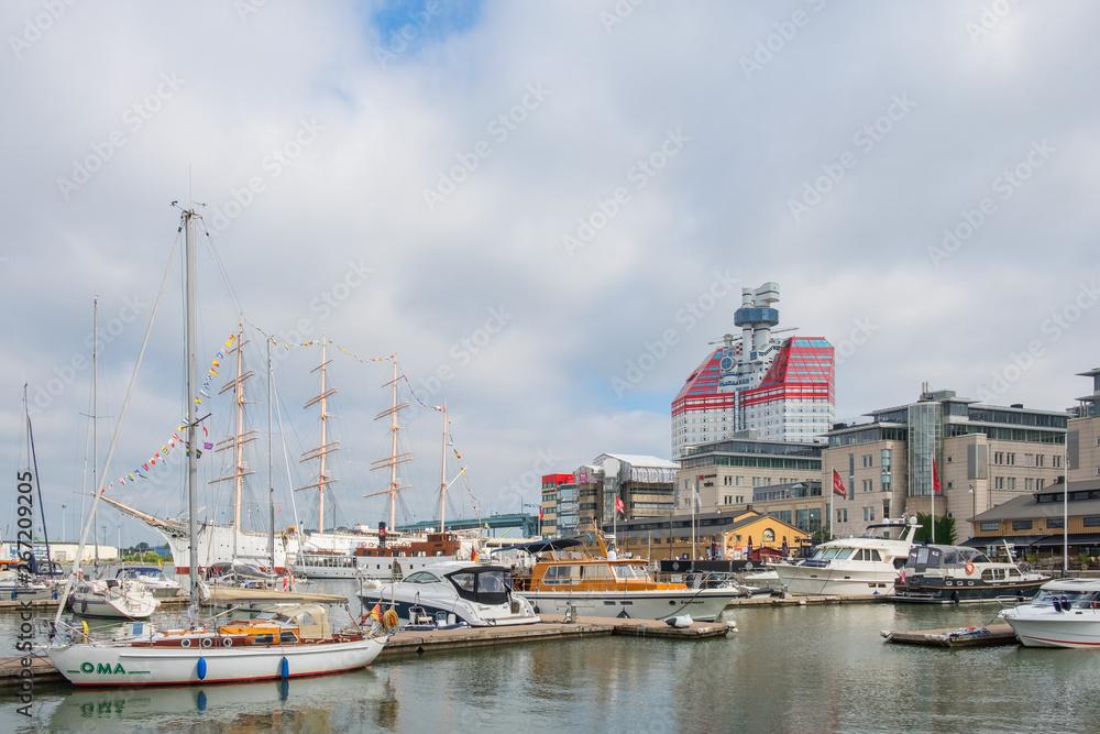 Cityscape view in the harbor in Gothenburg, Sweden