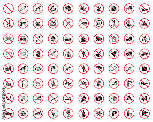Set of icon of prohibited signs , warning danger