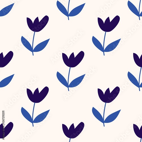 Cute floral seamless background with simple pattern