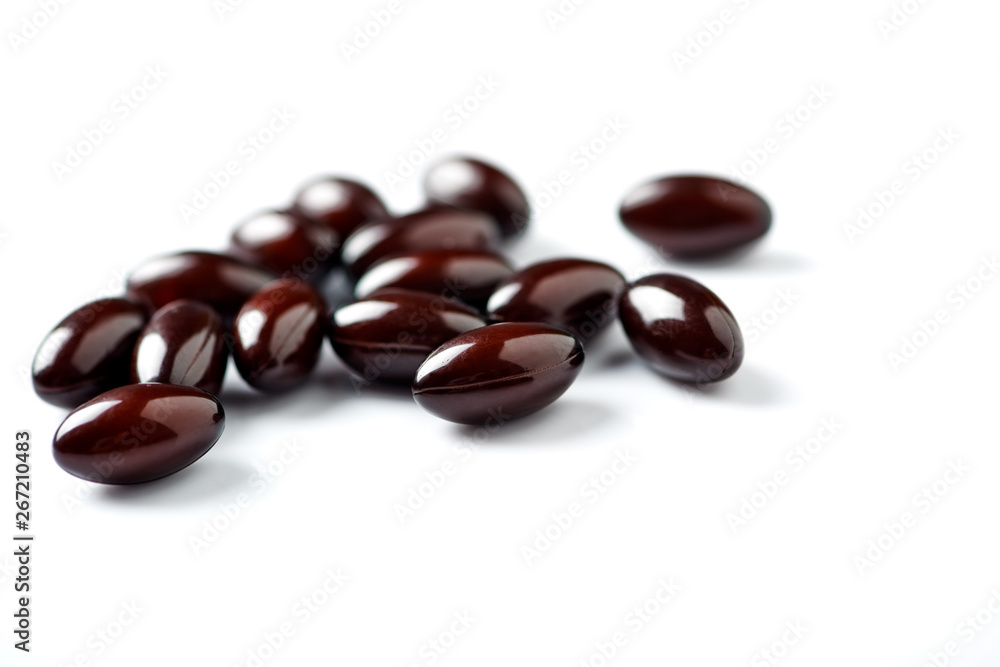 Vitamin C with Bioflavonoids and Rose Hips. White background. Close up. Copy space. Vitamin C with Bioflavonoids and Rose Hips. White background. Close up. Copy space.