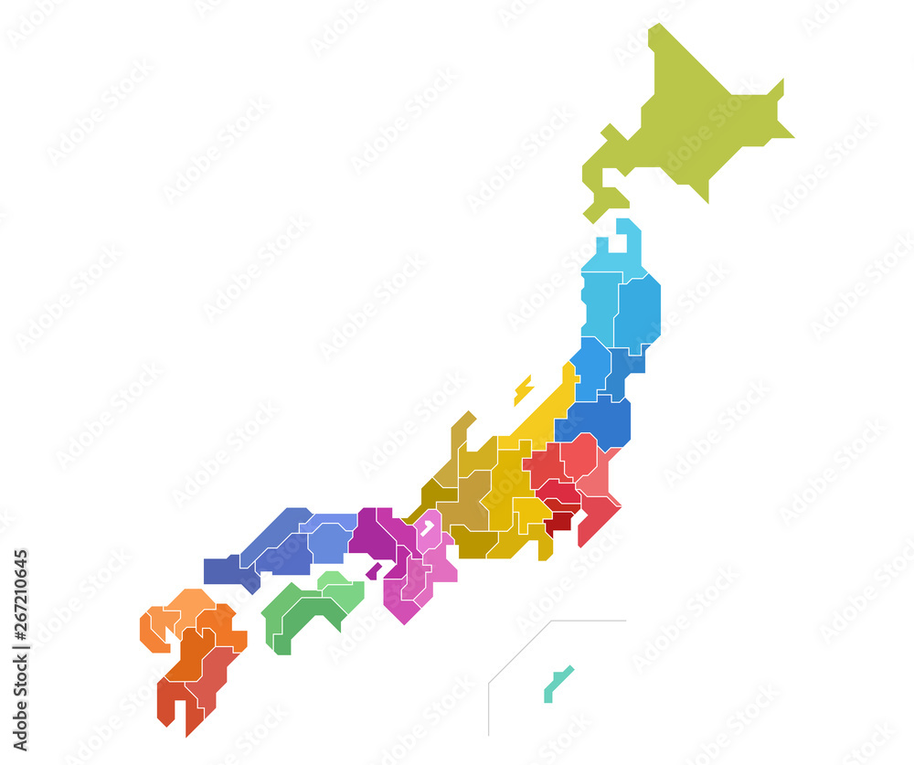 日本地図 地方別 県別 Stock Vector Adobe Stock