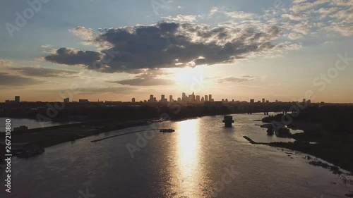Aerial view of the center of Warsaw  - zoom in