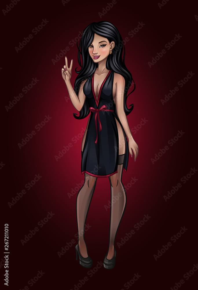 Beautiful Asian girl in black dress Beautiful Asian girl in black dress