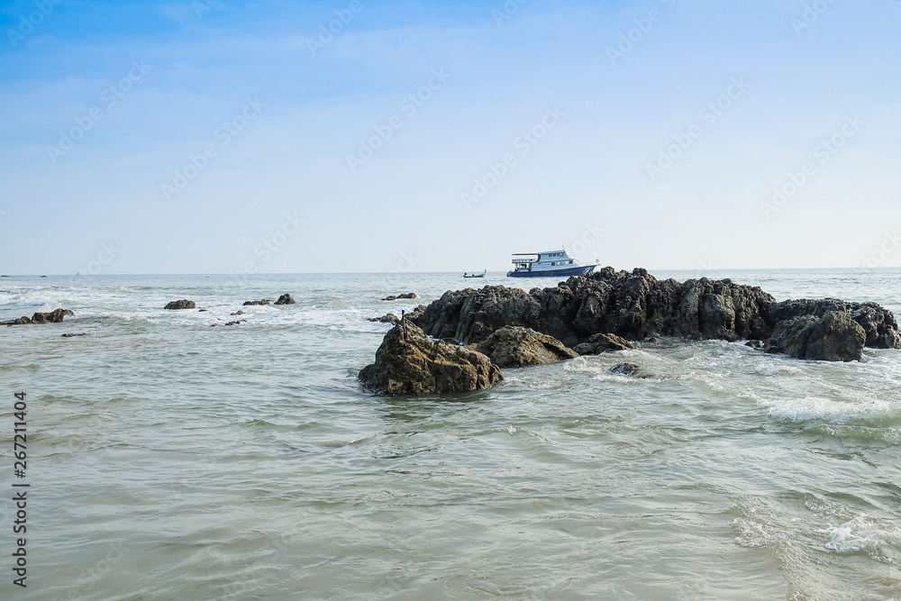 Landscape of sea with yacht travel on the sea Landscape of sea with yacht travel on the sea
