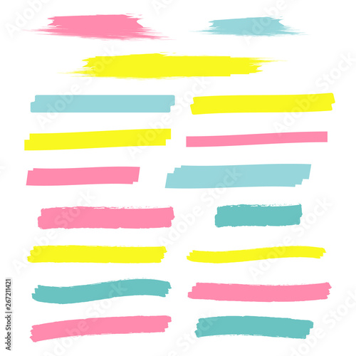 Yellow highlight marker lines. Highlighter strokes vector. Marker marks
