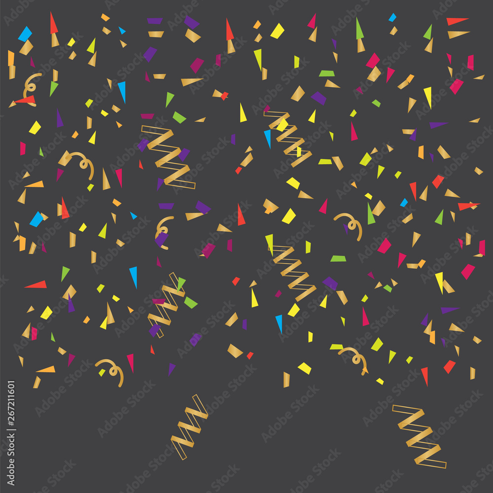 Obraz premium Background with many falling tiny confetti. Falling shiny golden confetti background