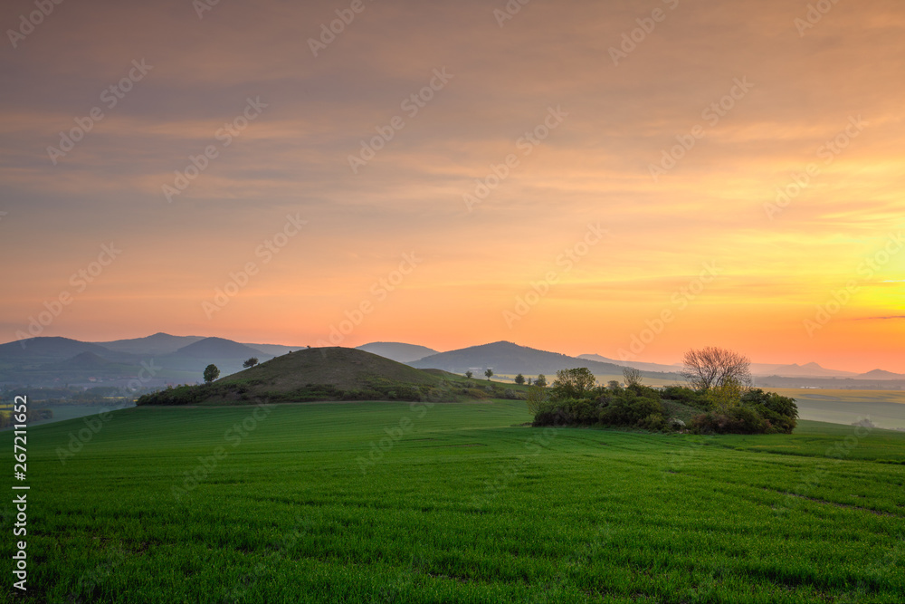 Obraz premium Sunrise in Central Bohemian Highlands, Czech Republic.