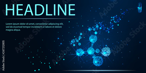molecule structure. Banner. Abstract image of a starry sky or space, consisting of points, lines, n the form of stars and the universe. Low poly vector