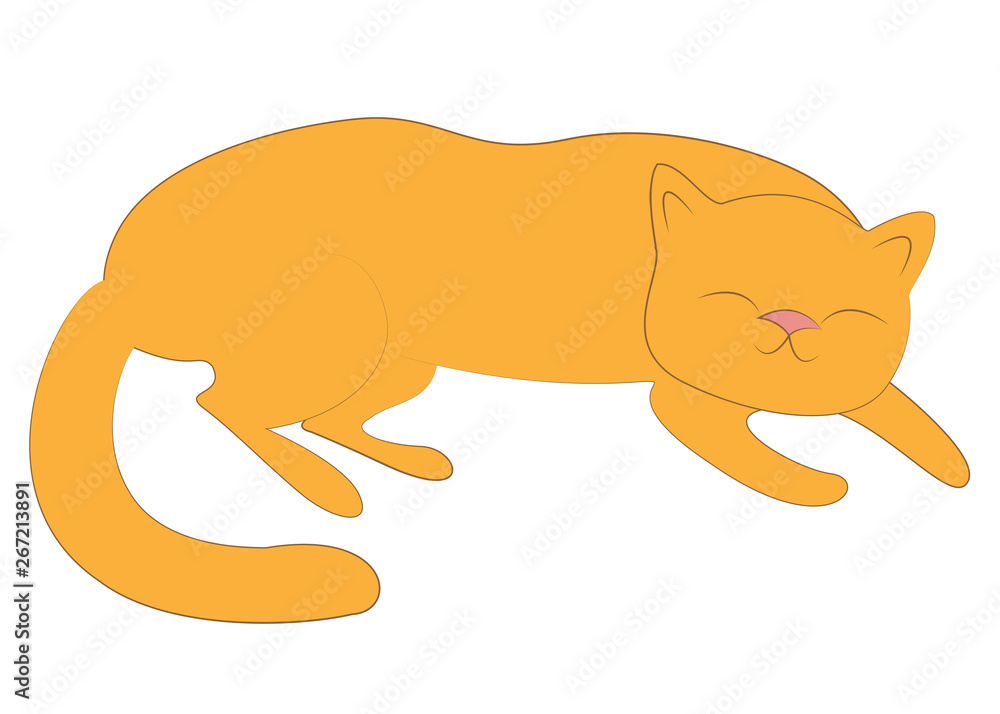 Home pet. Red cute cat is sleeping. He is happy and loved. Vector illustration Home pet. Red cute cat is sleeping. He is happy and loved. Vector illustration