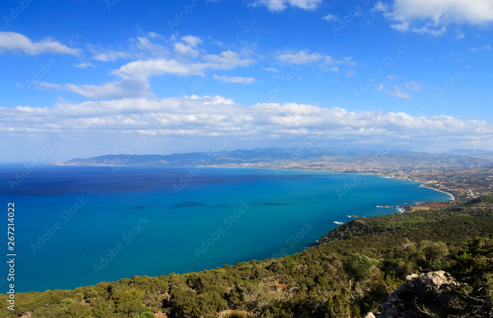Chrysochous bay as seen from Akamas, Cyprus