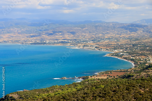 Chrysochous bay Cyprus, aerial view with Latchi, Polis and Argaka