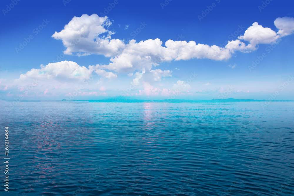 Blue sea ocean And Blue sky background