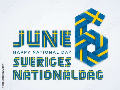 June 6, Sweden National Day congratulatory design with Swedish flag colors. Vector illustration.