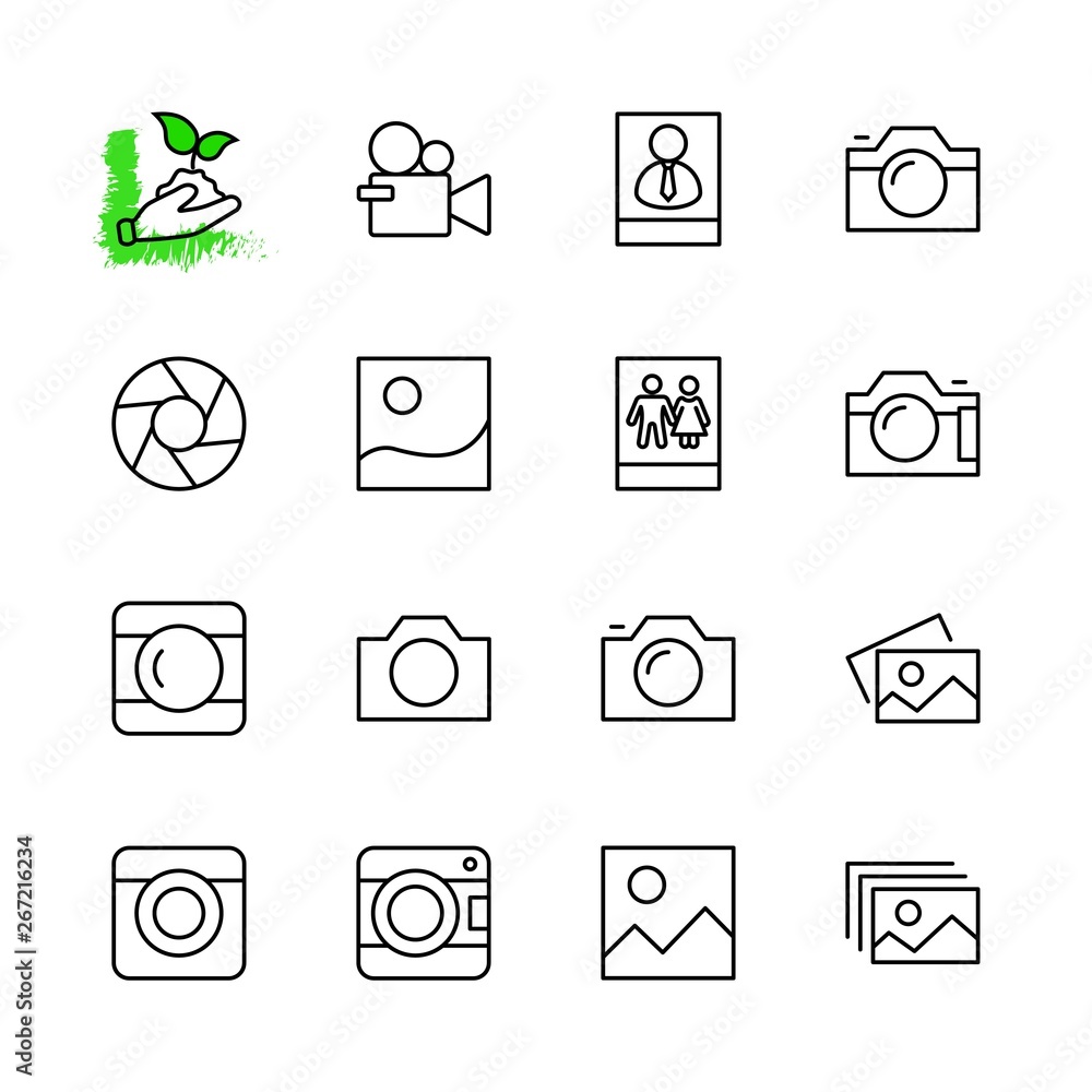 Set of Cameras and photo, vector line icons. Contains symbols of portraits and family photos and much more. Editable Stroke. 32x32 pixels Set of Cameras and photo, vector line icons. Contains symbols of portraits and family photos and much more. Editable Stroke. 32x32 pixels