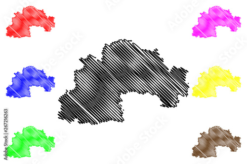 Dnipropetrovsk Oblast (Administrative divisions of Ukraine, Oblasts of Ukraine) map vector illustration, scribble sketch Sicheslav Oblast map