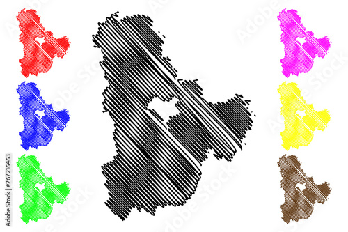 Kiev Oblast (Administrative divisions of Ukraine, Oblasts of Ukraine) map vector illustration, scribble sketch Kyiv Oblast (Kyivshchyna) map