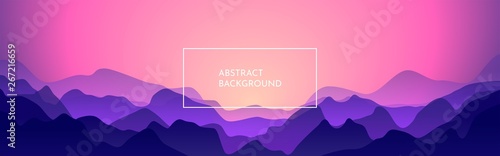 Panoramic vector minimalist landscape. Abstract gradient background. Beautiful wallpaper