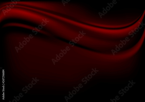 Red luxury fabric on black background with copy space vector illustration