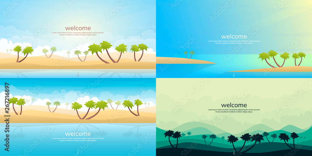 Summer landscape. Vector set of abstract landscapes