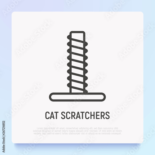 Cat scratcher thin line icon. Modern vector illustration for pet shop.