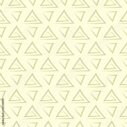 Geometric traingle seamless pattern. Olive green background