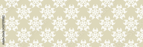Floral seamless pattern. White on olive green background