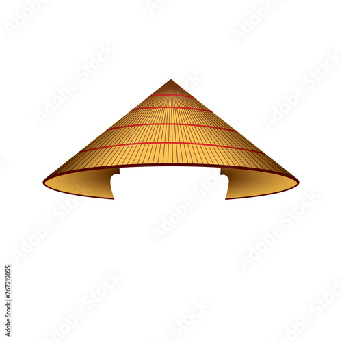 Asian conical rain hat - isolated