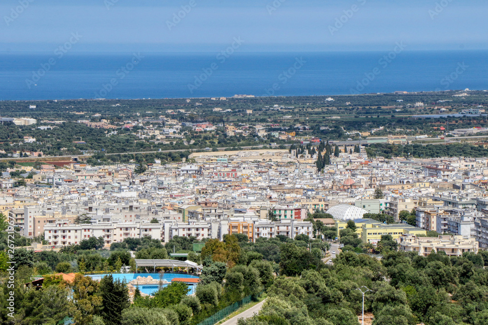 Aerial view of the city of Fasano in Puglia, Italy