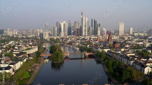 Wallpaper Mural Colorful Frankfurt against the blue sky. The skyline with the different skyscrapers can be seen in the back. Torontodigital.ca