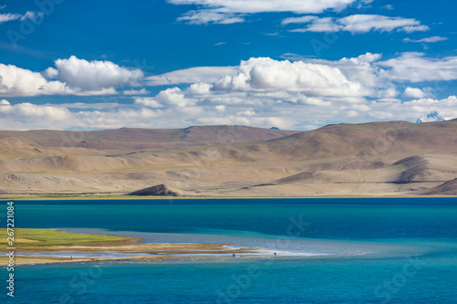 Beautiful landscape of Tso Moriri Lake located in Rupshu valley in Ladakh